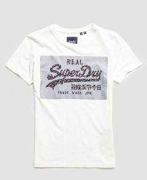 Superdry Vintage Logo Reflective Box Női Pólók Fehér | NHWSJ1394